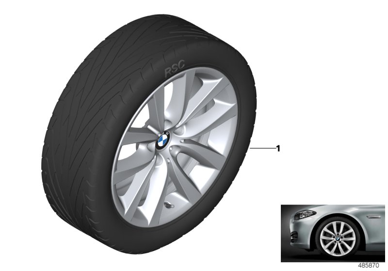 Л/c диск BMW с V-обр.спиц.диз.331 - 19'' для BMW F10N 550iX N63N (схема запчастей)
