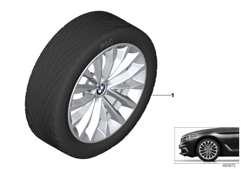 BMW ЛМ колесо W-образная спица 632 - 18" для BMW G30 520d ed B47 (схема запчастей)