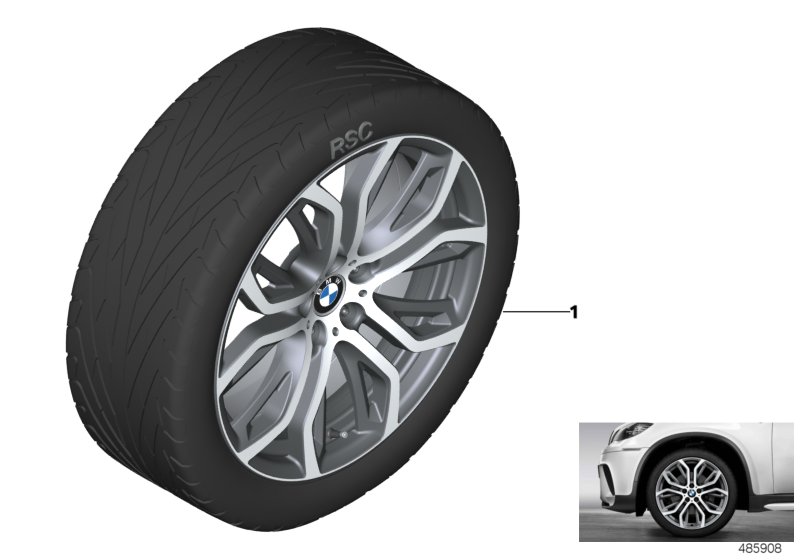 BMW Perf. л/с диск Y-обр.спицы 375 - 21" для BMW F15 X5 40dX N57Z (схема запчастей)