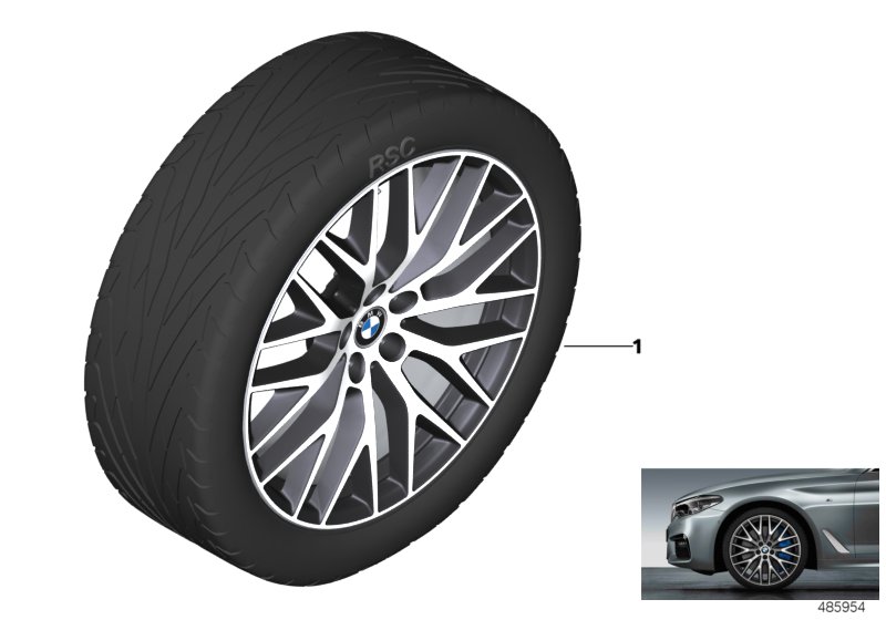 BMW LM колесо с крест.спицей 636 - 20" для BMW G30 530i B48D (схема запчастей)