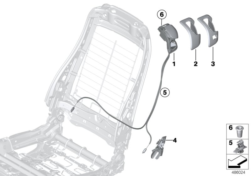 Сиденье Пд-механизм разблокировки спинки для BMW F32 418d B47 (схема запчастей)