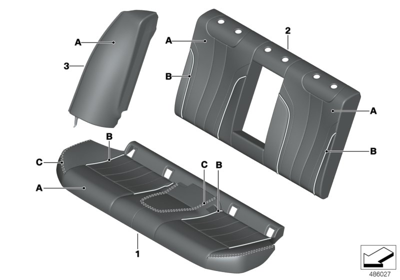 Базовое заднее сиденье Individual для BMW G30 540iX B58 (схема запчастей)