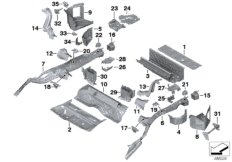 Дополнит.элементы пола багажника для BMW F34N 320iX B48 (схема запасных частей)