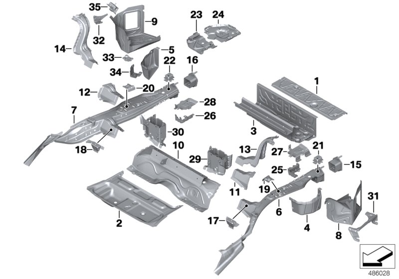 Дополнит.элементы пола багажника для BMW F23 M235iX N55 (схема запчастей)
