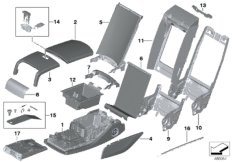 Подлокотник заднего сиденья многофункц. для BMW G11N 730i B48D (схема запасных частей)