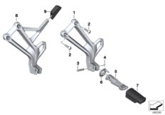 Планка упора для ног/упор для ног Зд для BMW K80 F 750 GS (0B08, 0B18) 0 (схема запасных частей)