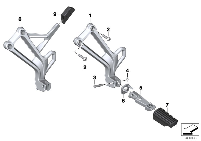 Планка упора для ног/упор для ног Зд для BMW K81 F 850 GS (0B09, 0B19) 0 (схема запчастей)