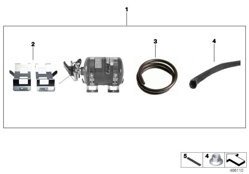 Огнетушитель для BMW MOSP M235i Racing N55 (схема запчастей)