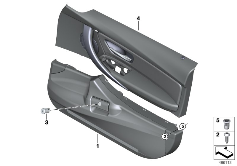 Ящик для оружия и обшивка двери для BMW F30N 320i ed N13 (схема запчастей)