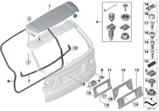 Дополнительные элементы багажной двери для BMW E70N X5 M50dX N57X (схема запасных частей)