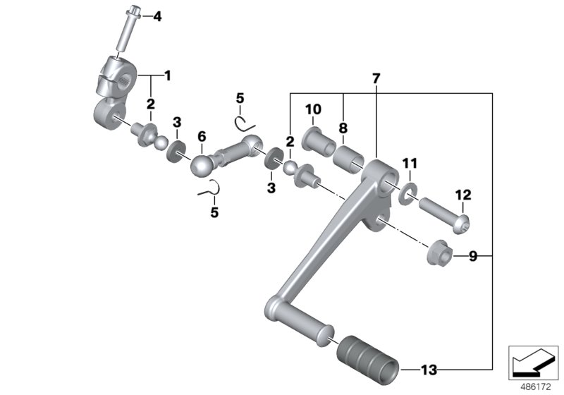 Наружные детали механизма ПП/рычаг ПП для BMW K71 F 800 GT (0B03, 0B13) 0 (схема запчастей)