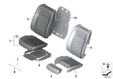 Набивка и обивка базового сиденья Пд для BMW RR11 Phantom N74L (схема запасных частей)