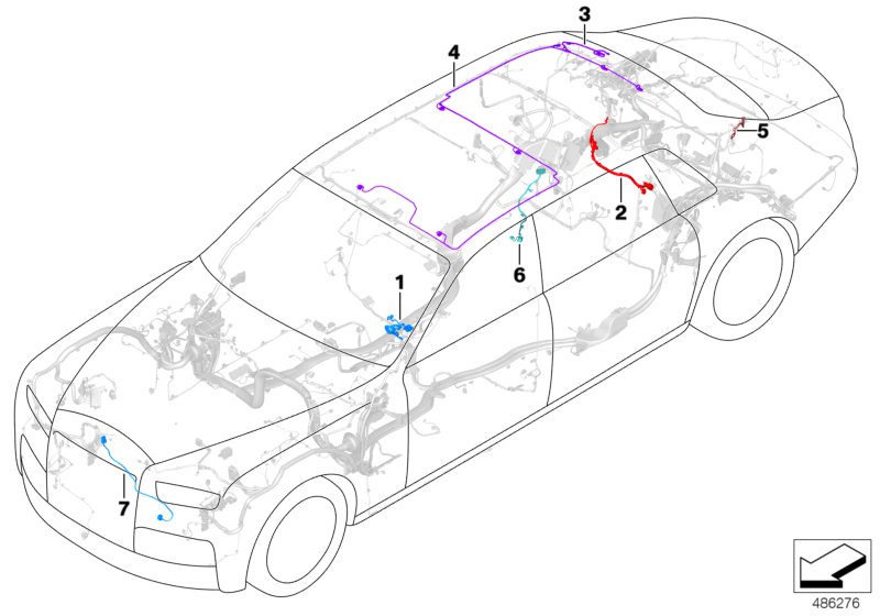 Различные дополнительные жгуты проводов для BMW RR11 Phantom N74L (схема запчастей)