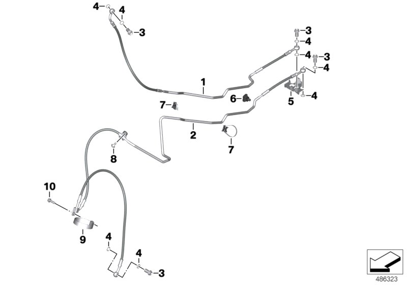 Трубопроводы тормозного привода Пд для BMW K02 G 310 GS (0G02, 0G12) 0 (схема запчастей)