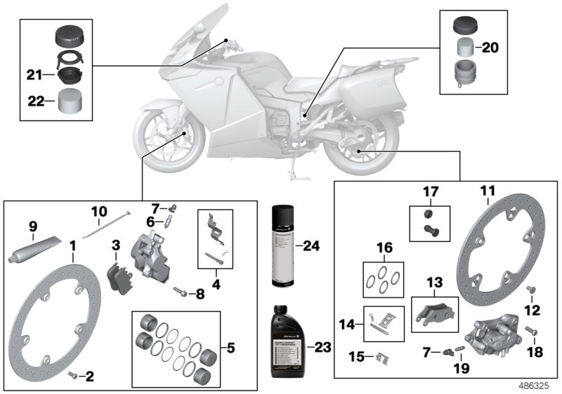 Сервисное обслуживание тормозов для MOTO K44 K 1200 GT (0587,0597) 0 (схема запчастей)