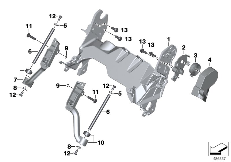 Механизм регулировки ветрозащитн.щитка для BMW K50 R 1250 GS 19 (0J91, 0J93) 0 (схема запчастей)
