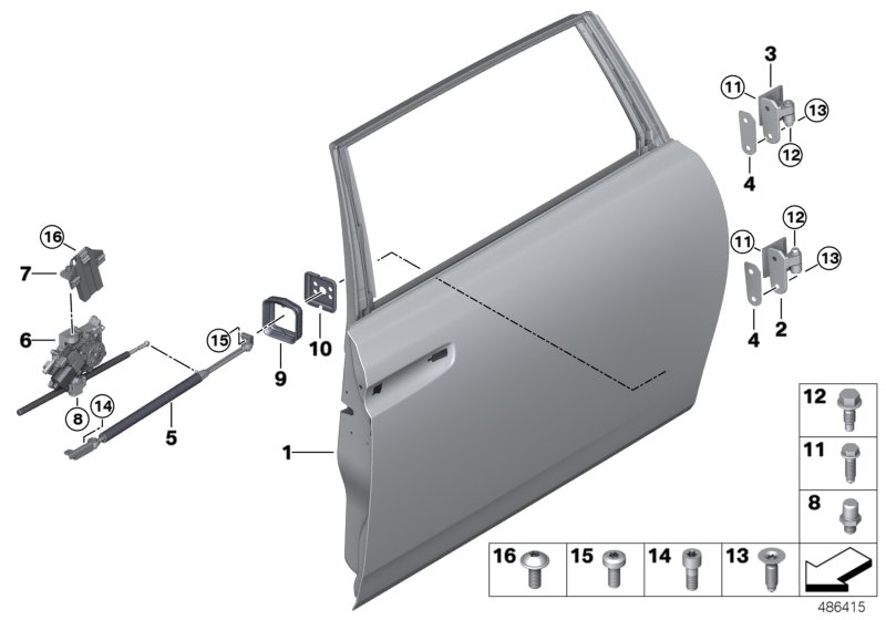 Задняя дверь - петля/ограничитель двери для ROLLS-ROYCE RR11 Phantom N74L (схема запчастей)