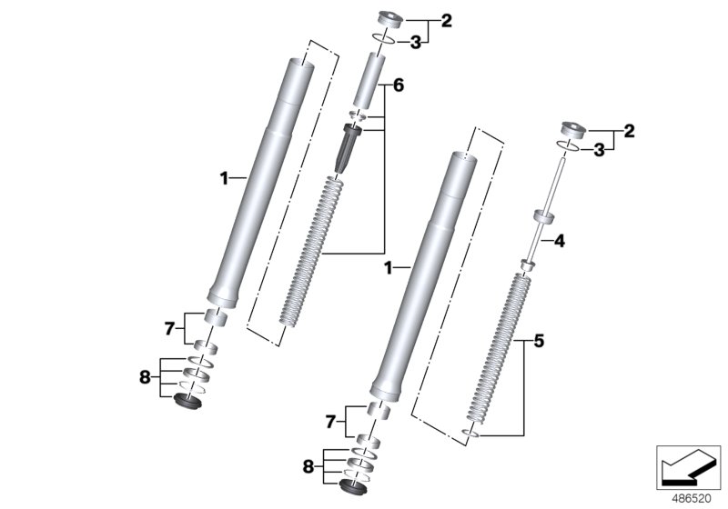 Вертикальная полая стойка для MOTO K02 G 310 GS (0G02, 0G12) 0 (схема запчастей)