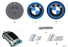 Эмблемы / надписи для BMW I01N i3s 94Ah IB1 (схема запасных частей)