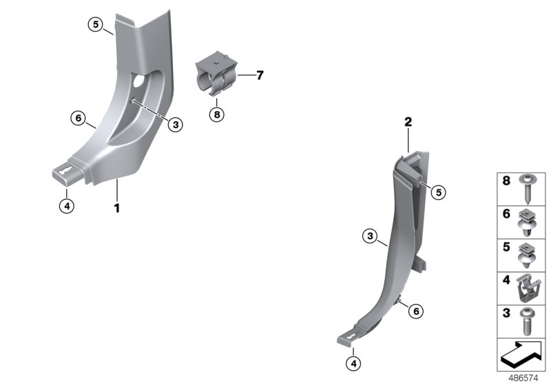 Боковая обшивка пространства для ног для BMW G01 X3 M40dX (TX96) B57 (схема запчастей)