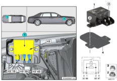 Реле электровентилятора 800/1000 Вт K5 для BMW RR12 Phantom EWB N74L (схема запасных частей)