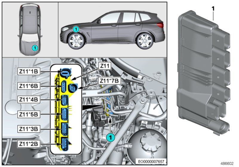 Встроенный модуль питания Z11 для BMW G01 X3 20i 1.6 B48 (схема запчастей)