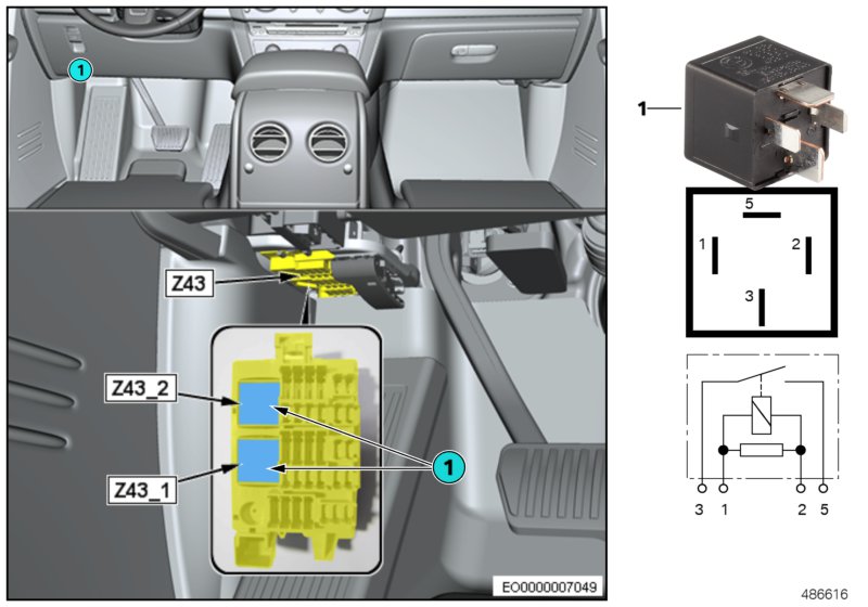 Реле контакт 30B Z43 для BMW RR31 Cullinan N74L (схема запчастей)