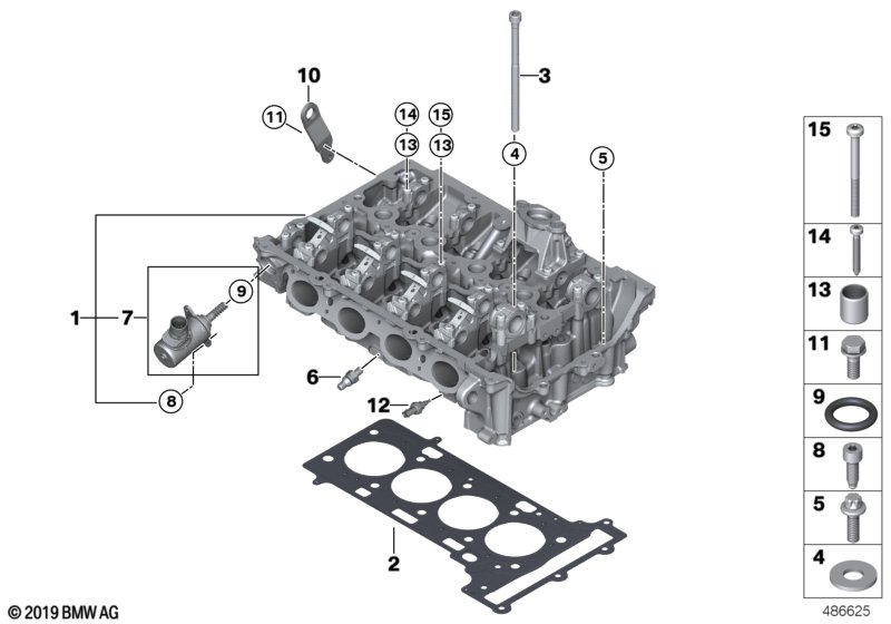 головка блока цилиндров для BMW F54N Cooper S B46C (схема запчастей)
