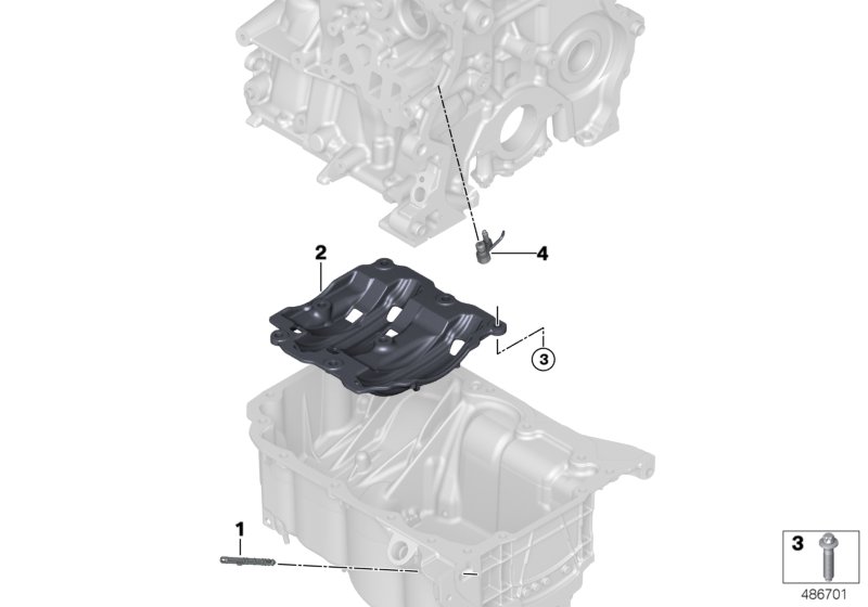 Блок цилиндров/дополнительные элементы для BMW F54 Cooper B38C (схема запчастей)