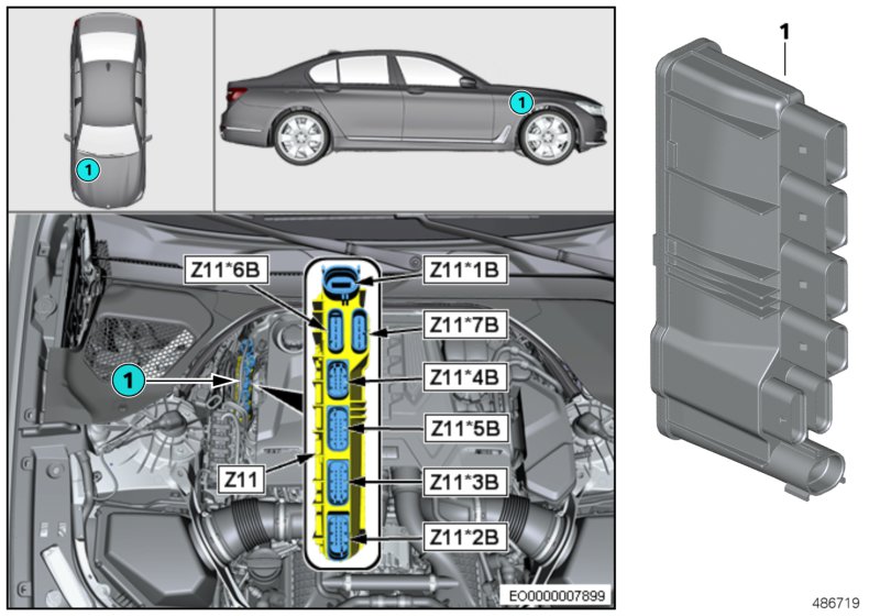 Встроенный модуль питания Z11 для BMW F90 M5 S63M (схема запчастей)