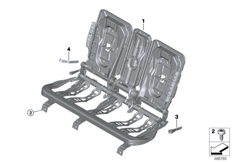 Каркас подушки базового сиденья Зд для BMW F39 X2 18d B47 (схема запчастей)