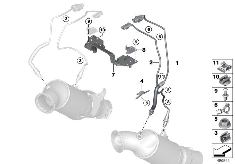 Лямбда-зонд/дополнительные элементы для BMW RR31 Cullinan N74L (схема запчастей)