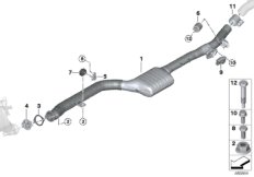 Катализатор/передний доп.глушитель для BMW G01 X3 30dX (TX72) B57 (схема запасных частей)