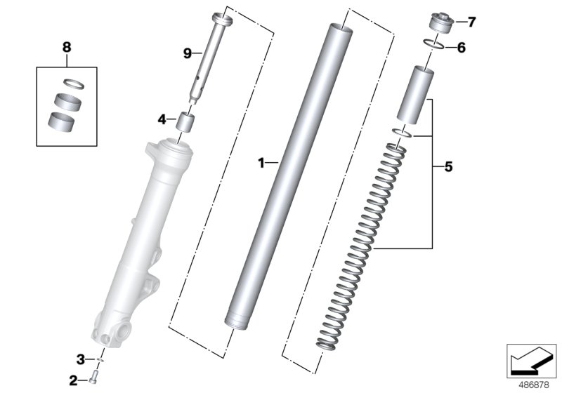 Неподвижная труба вилки/амортизатор для BMW K22 R nineT Pure (0J11, 0J13) 0 (схема запчастей)