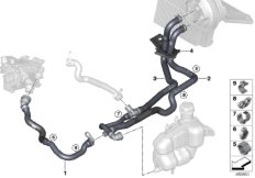 Шланги охлаждающей жидкости для BMW F60 Cooper ALL4 B38C (схема запасных частей)