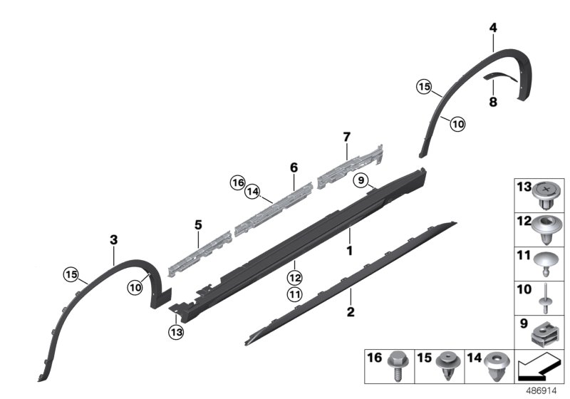 Накладка M порог / арка колеса для BMW F39 X2 20iX B48C (схема запчастей)