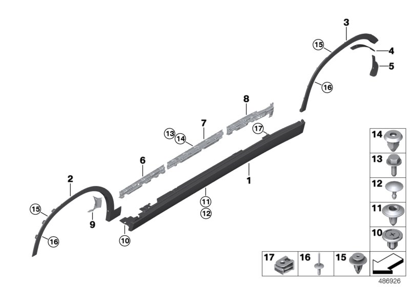 Накладка порог / арка колеса для BMW F39 X2 20iX B46D (схема запчастей)
