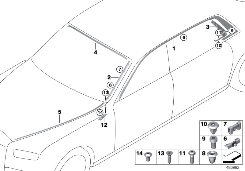 Наружные накладки / декоративные решетки для BMW RR12 Phantom EWB N74L (схема запчастей)