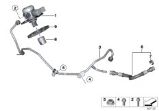 Насос высокого давления/трубопроводы для BMW F10N 550i N63N (схема запасных частей)