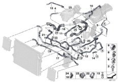 Шланги системы охлаждения для BMW F22N M240iX B58 (схема запасных частей)