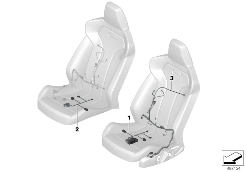 Пучок проводов переднего сиденья для BMW G01 X3 18d (TX15) B47 (схема запчастей)