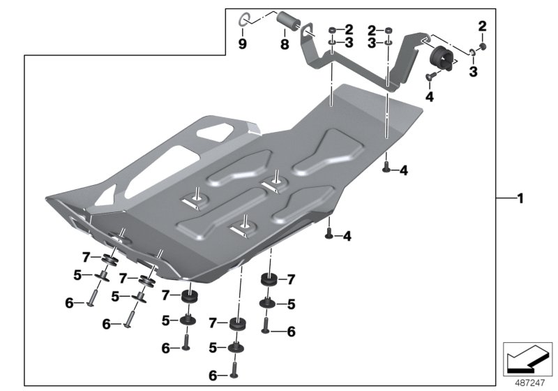 Защита двигателя алюминиевая для BMW K50 R 1200 GS (0A01, 0A11) 0 (схема запчастей)