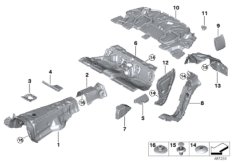 Звукоизоляция Зд для BMW F91 M8 S63M (схема запасных частей)