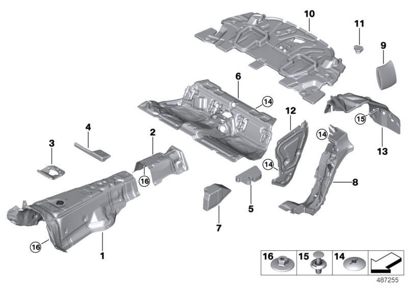 Звукоизоляция Зд для BMW F91 M8 S63M (схема запчастей)