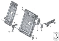 Каркас подушки зад.сид.с люком в спинке для BMW G32 640dX B57 (схема запасных частей)