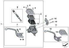 Ручная арматура тормоза для BMW K21 R nineT 16 (0J01, 0J03) 0 (схема запасных частей)