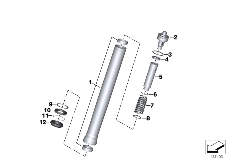 Вертикальная полая стойка для MOTO K46 S 1000 RR 12 (0524,0534) 0 (схема запчастей)