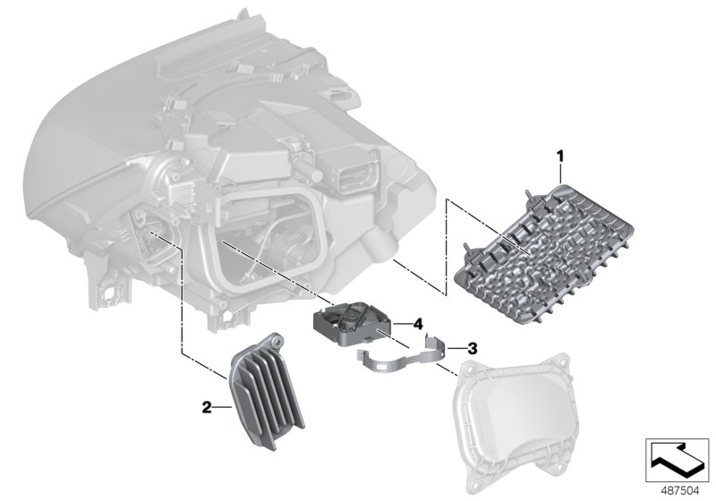 Электронные детали светодиодной фары для BMW I01N i3s 94Ah IB1 (схема запчастей)