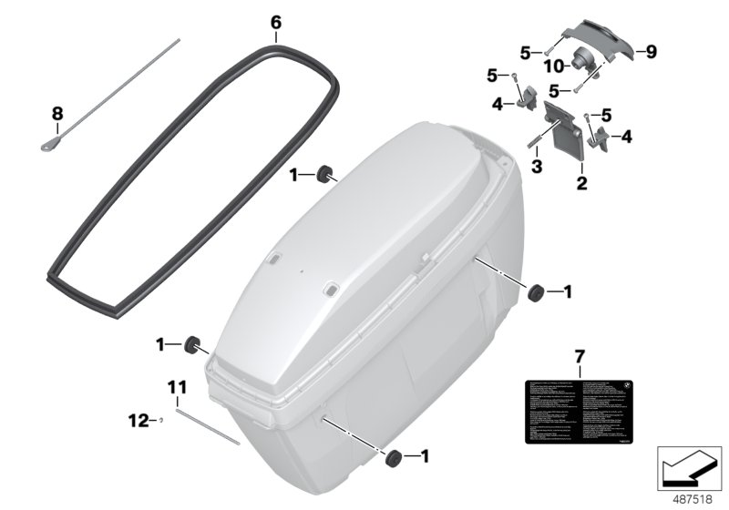 Детали чемодана спецавтомобиля для MOTO K80 F 750 GS (0B08, 0B18) 0 (схема запчастей)