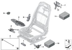 Сиденье Пд, э/оборудование и приводы для BMW RR12 Phantom EWB N74L (схема запасных частей)